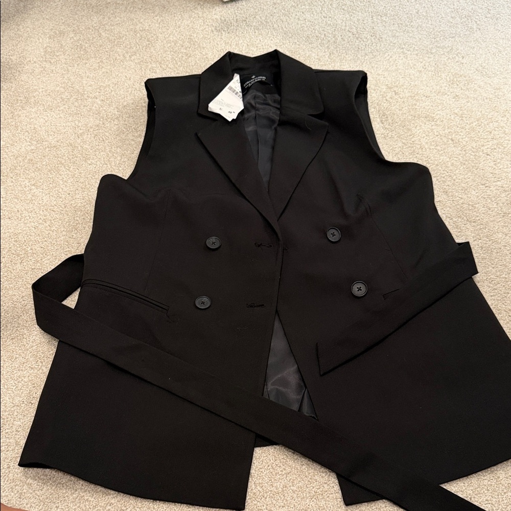 Stradivarius Black Double-Breasted Vest